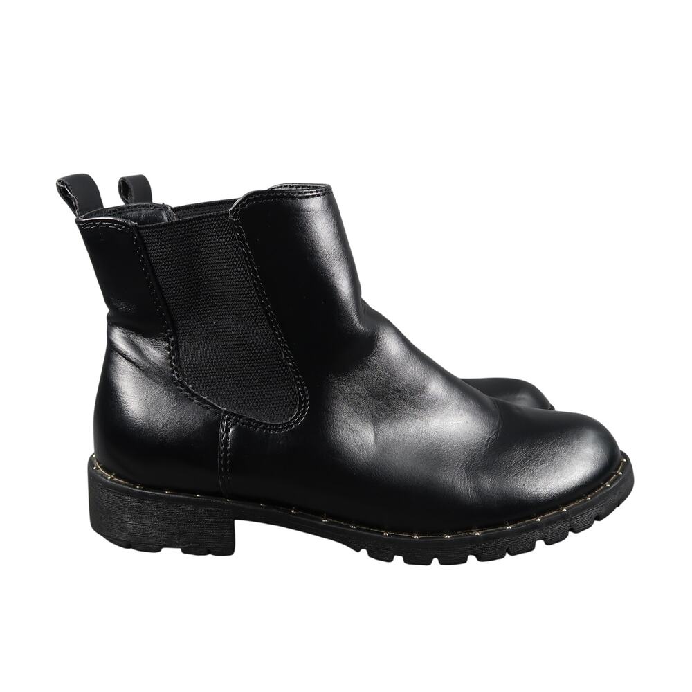 SO Shoes Womens 6 Ankle Booties Chelsea Pull On Black Boot Fabiana Casual Studs